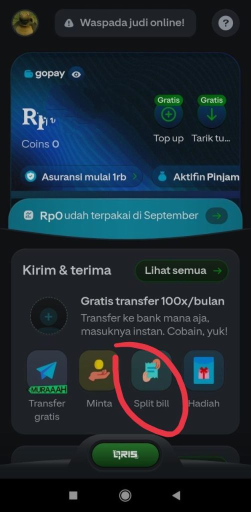 split bill gopay